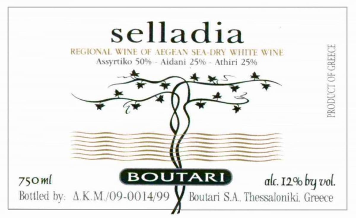 Boutari Santorini Selladia 2013 Front Label