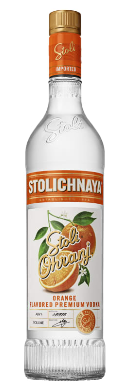 Stoli Ohranj (Orange) Vodka Front Bottle Shot