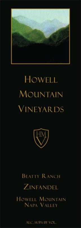 Howell Mountain Vineyards Beatty Ranch Zinfandel 2015 Front Label