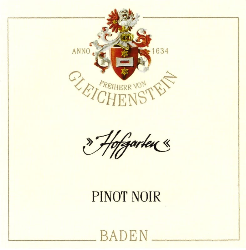 Freiherr von Gleichenstein Hofgarten Pinot Noir 2018 Front Label