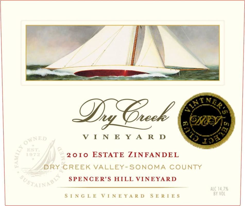 Dry Creek Vineyard Spencer's Hill Vineyard Zinfandel 2010 Front Label