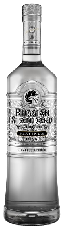 Russian Standard Platinum Vodka Front Bottle Shot