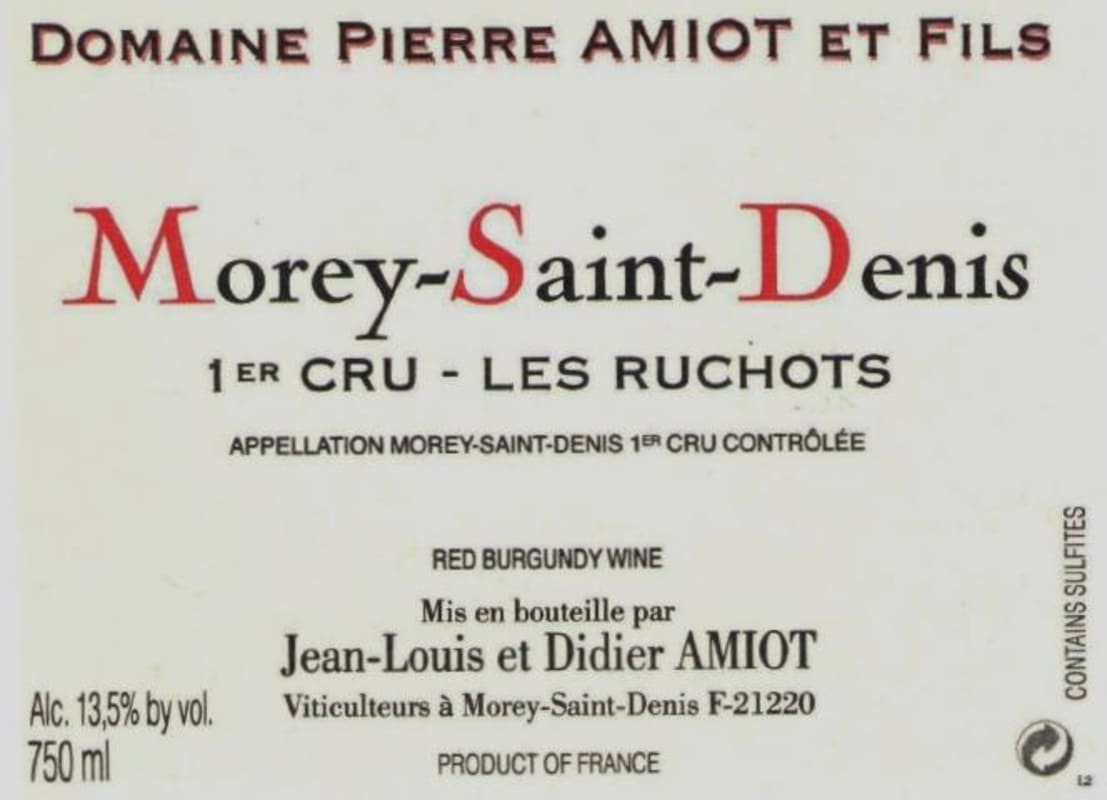 Domaine Pierre Amiot Morey-Saint-Denis 1er Cru Les Ruchots 2016 Front Label