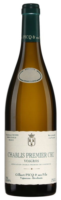 Gilbert Picq Chablis Vosgros Premier Cru 2020 Front Bottle Shot