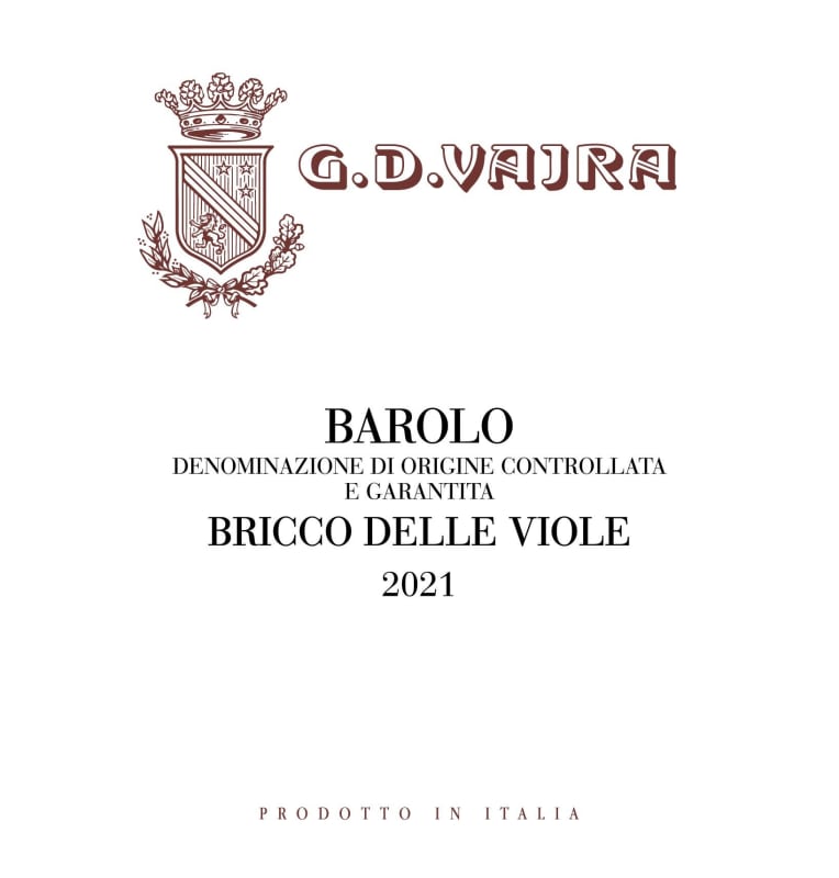 G.D. Vajra Barolo Bricco Delle Viole (3 Liter Bottle) 2021 Front Label