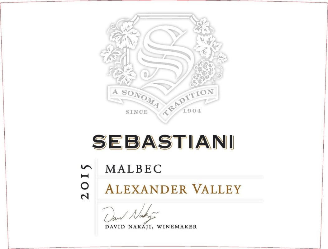 Sebastiani Alexander Valley Malbec 2015 Front Label