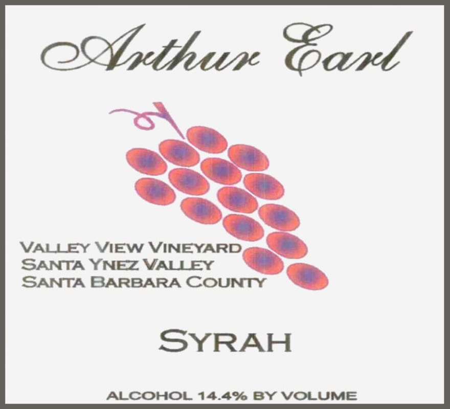 Arthur Earl Winery Valley View Vineyard Syrah 2008 Front Label