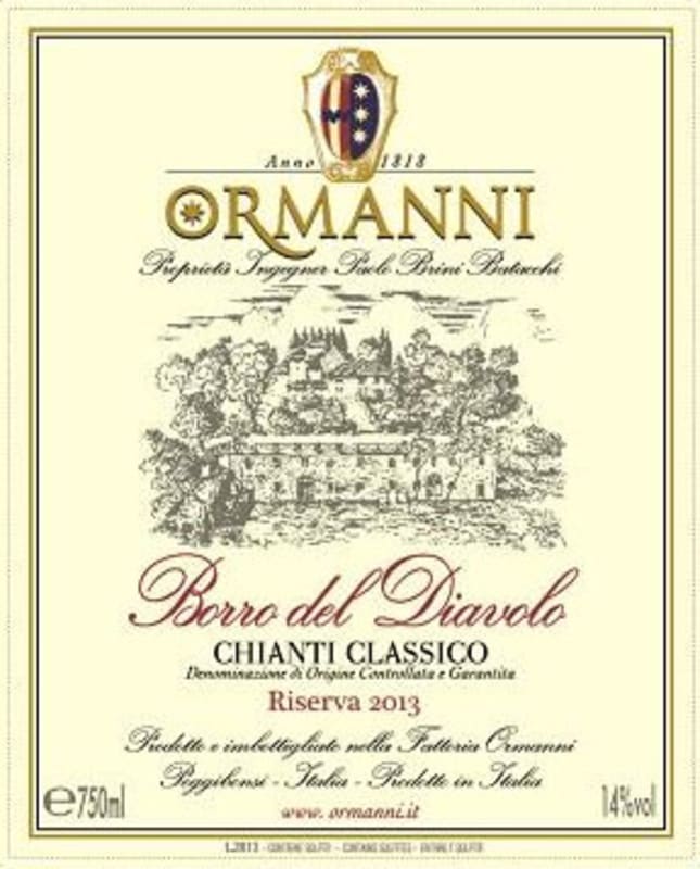 Tenuta Ormanni Chianti Classico Borro del Diavolo Riserva 2013 Front Label
