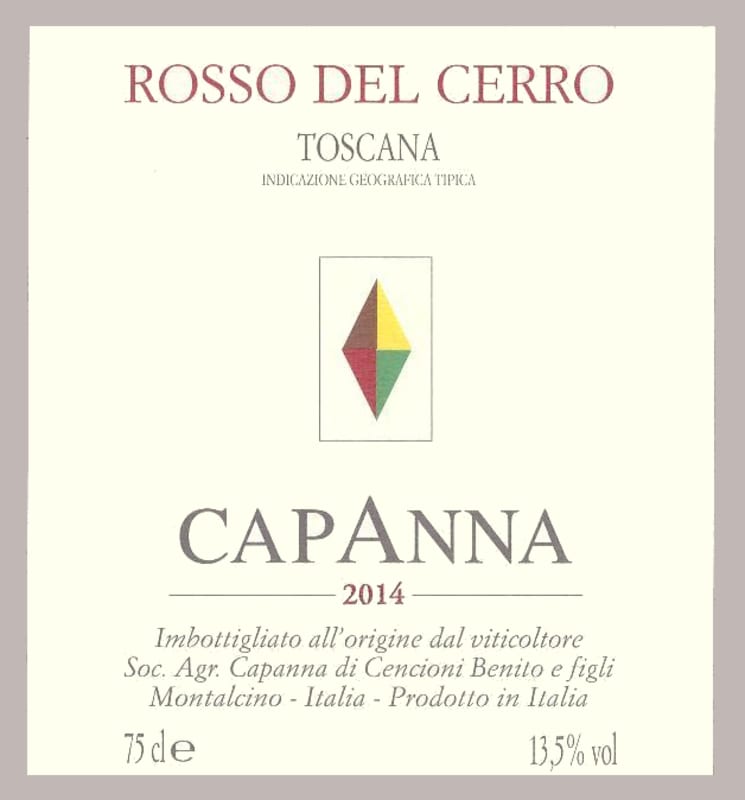 Capanna Rosso del Cerro 2014 Front Label