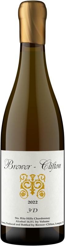 Brewer-Clifton 3D Chardonnay 2022 Front Bottle Shot