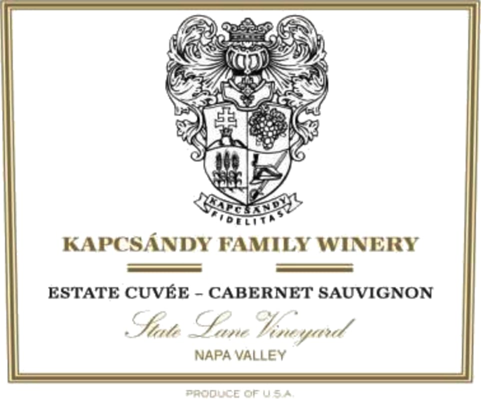Kapcsandy Family Winery State Lane Vineyard Estate Cuvee Cabernet Sauvignon 2015 Front Label