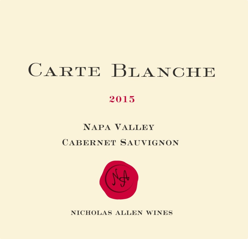 Nicholas Allen Wines Carte Blanche Cabernet Sauvignon 2015 Front Label