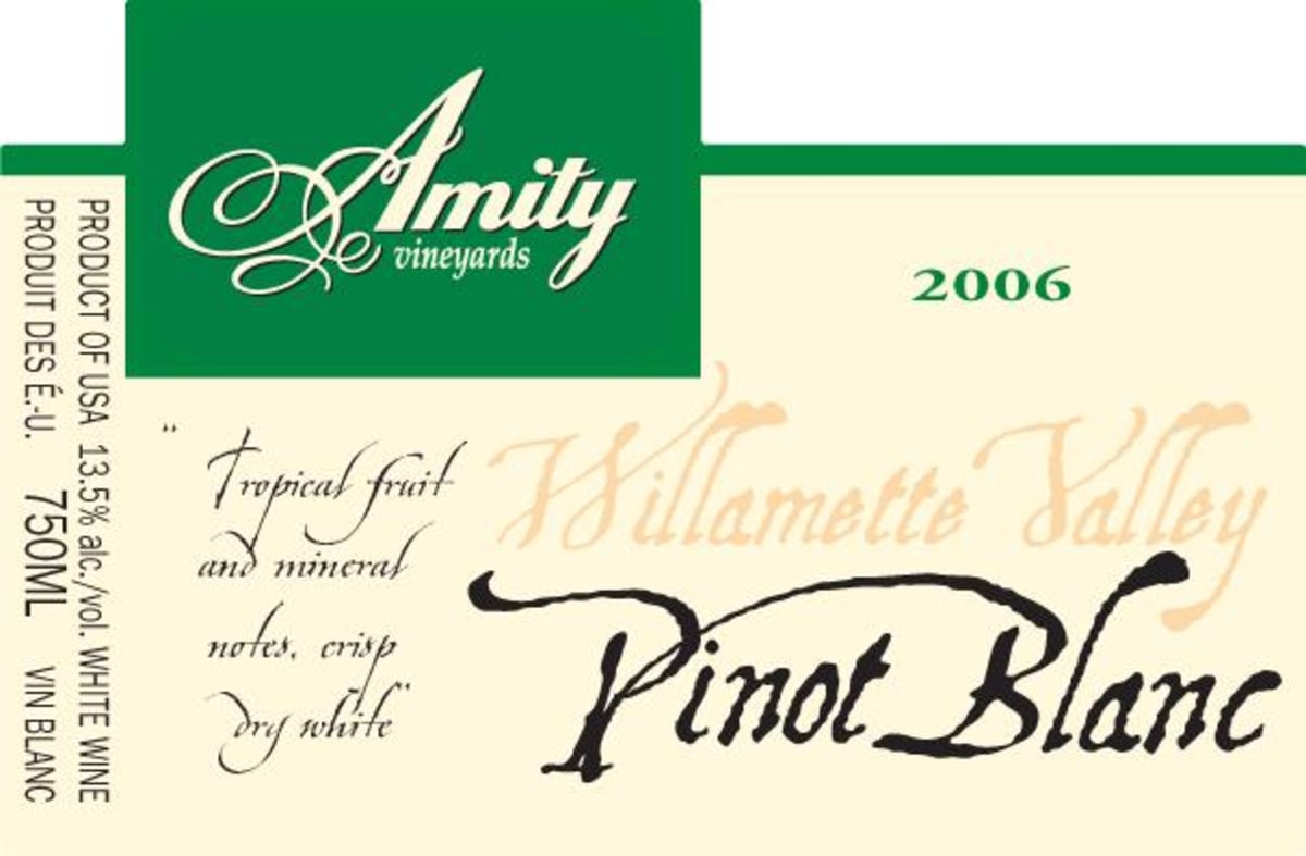 Amity Pinot Blanc 2006 Front Label