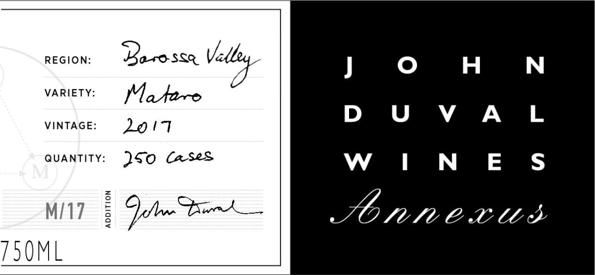 John Duval Annexus Mataro 2017 Front Label