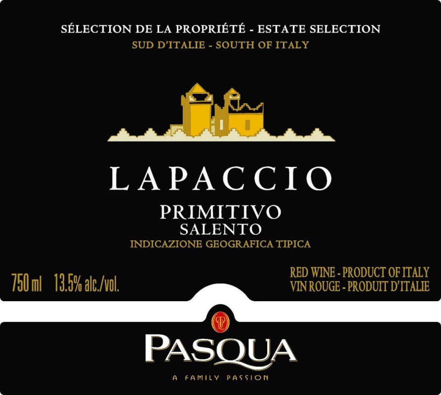 Pasqua Salento Lapaccio Primitivo 2011 Front Label