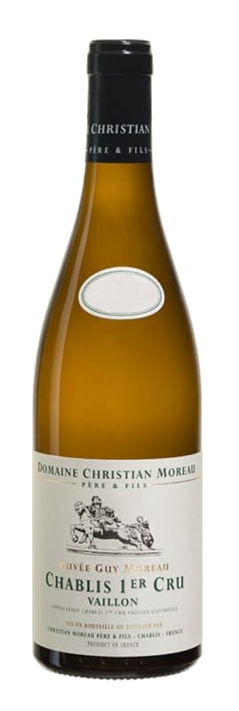 Christian Moreau Chablis Vaillon Cuvee Guy Moreau Premier Cru 2017 Front Bottle Shot