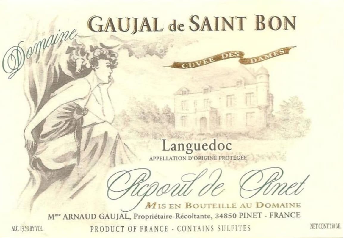 Domaine Gaujal Picpoul de Pinet Cuvee des Dames 2015 Front Label