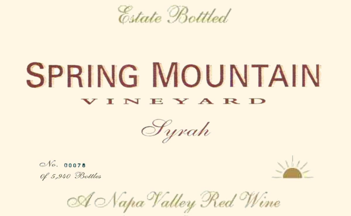 Spring Mountain Vineyard Syrah 2005 Front Label