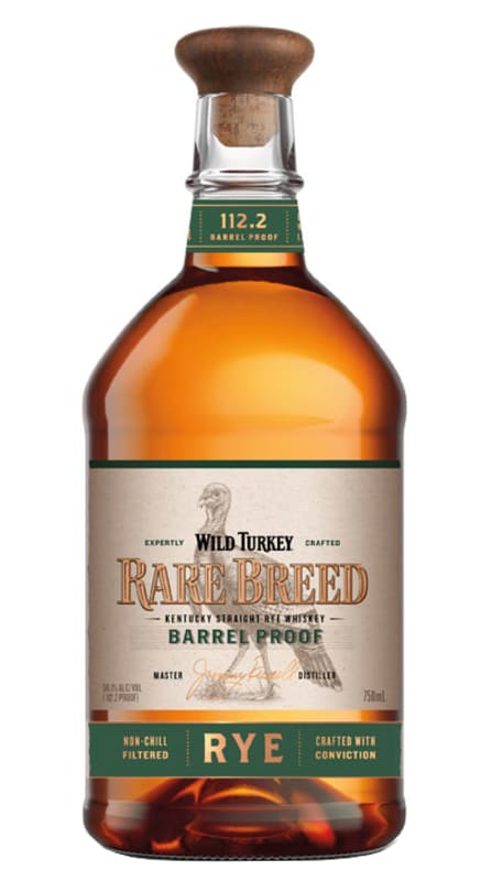 Wild Turkey Rare Breed Barrel Proof Rye Whiskey Front Bottle Shot