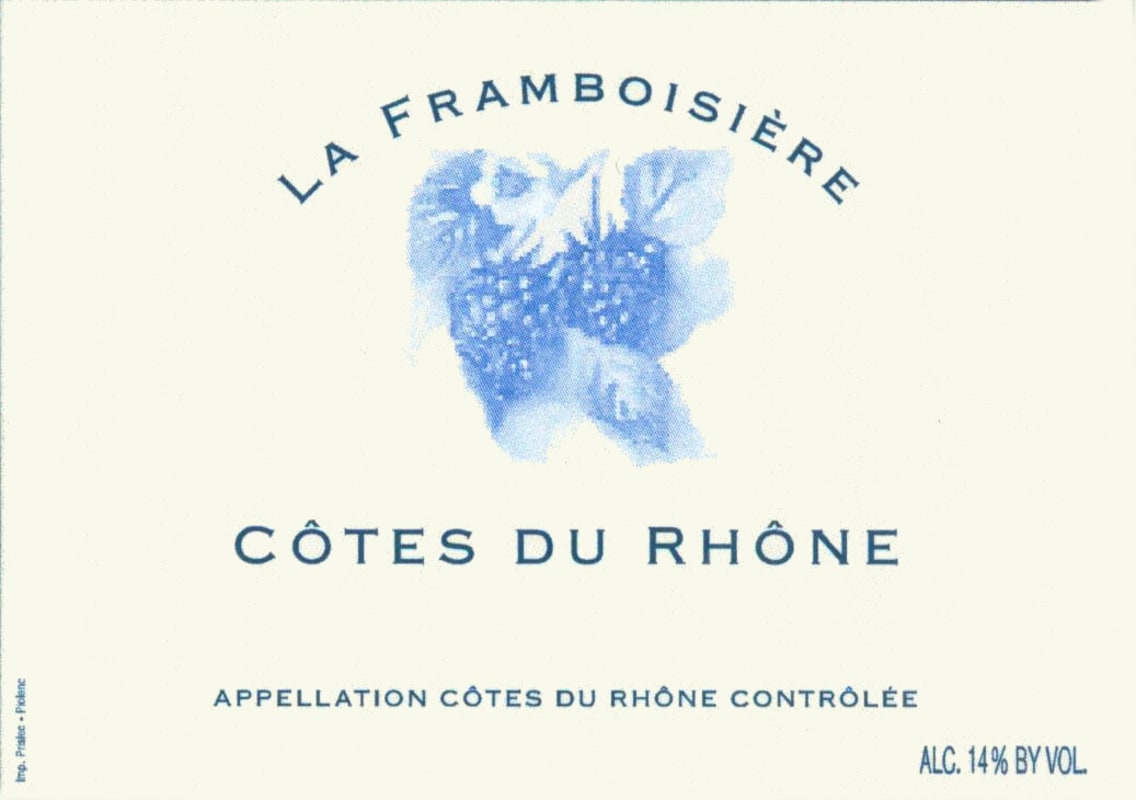 La Framboisiere Cotes du Rhone 2012 Front Label