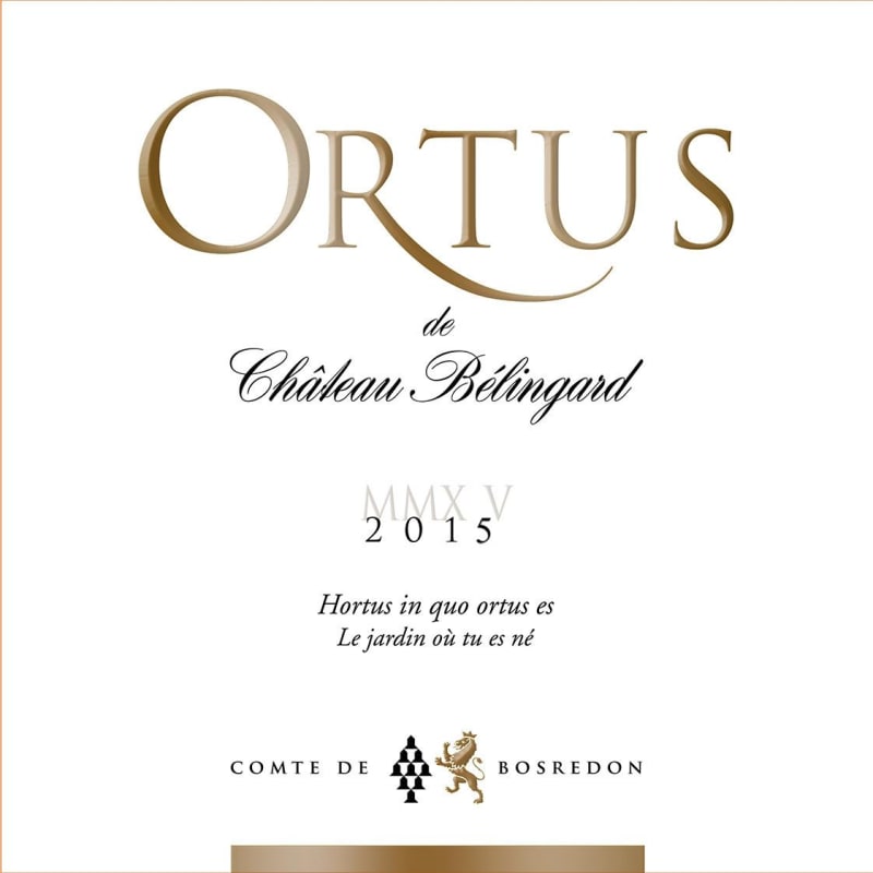 Chateau Belingard Ortus 2015 Front Label