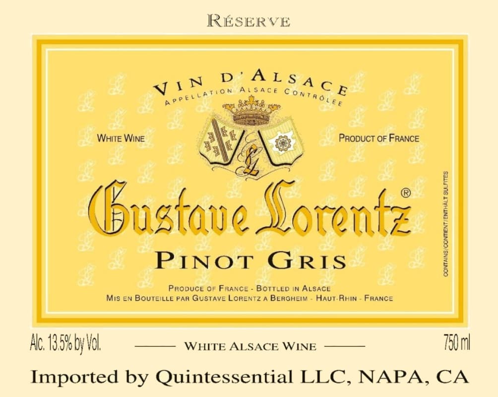 Gustave Lorentz Reserve Pinot Gris 2012 Front Label