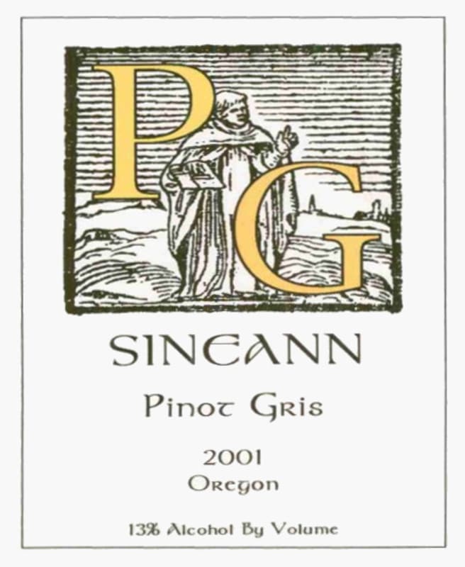 Sineann Pinot Gris 2001 Front Label
