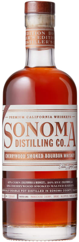 Sonoma Distilling Company Cherrywood Smoked Bourbon Whiskey Front Bottle Shot
