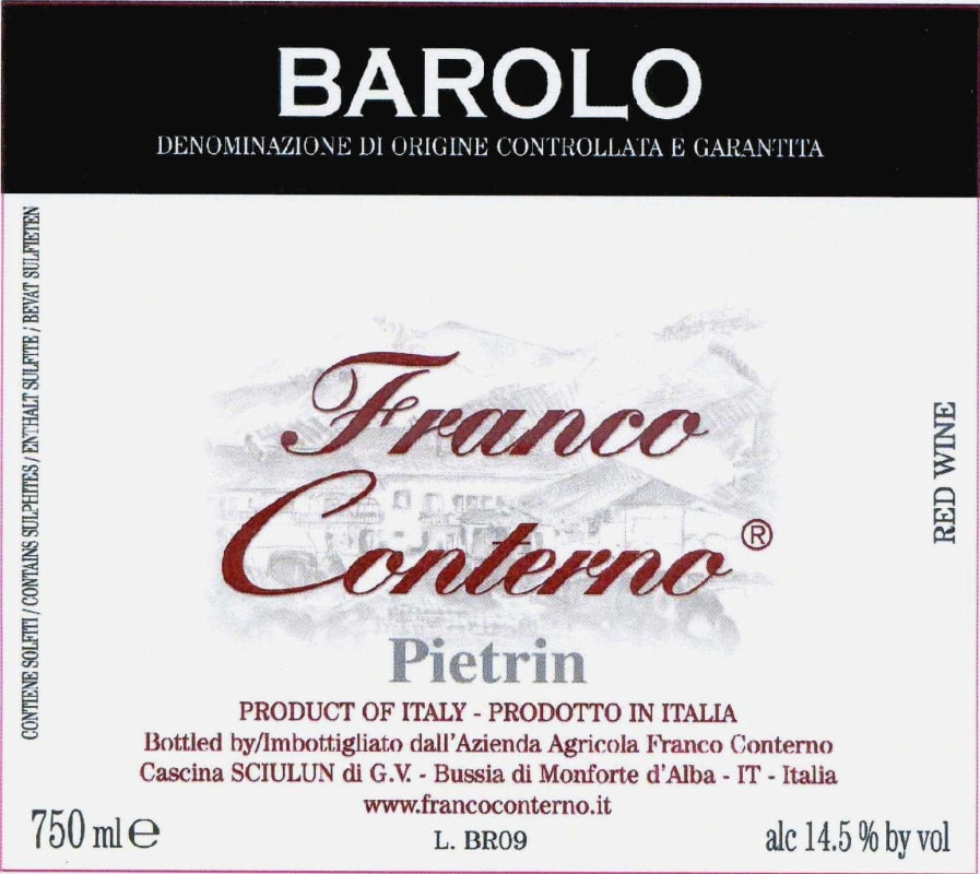 Azienda Agricola Franco Conterno Barolo Pietrin 2016 Front Label