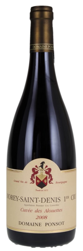 Domaine Ponsot Morey Saint Denis Cuvee des Alouettes Premier Cru 2008 Front Bottle Shot