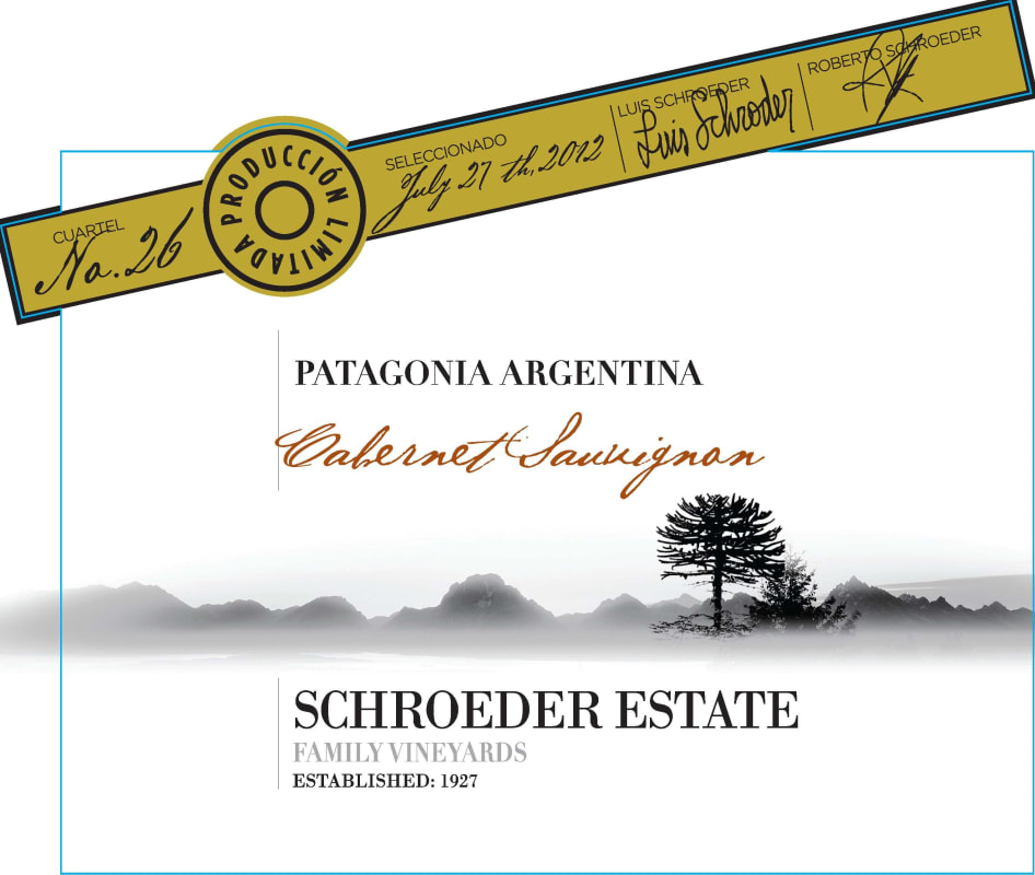 Familia Schroeder Patagonia Cabernet Sauvignon 2020 Front Label