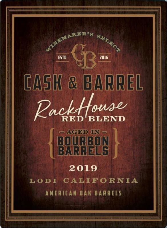 Cask & Barrel 'Rackhouse' Bourbon Barrel Aged Red Blend 2019 Front Label