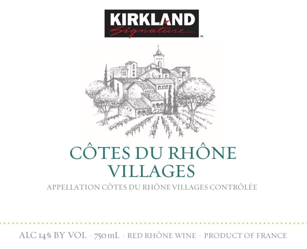 Kirkland Signature Cotes du Rhone Villages 2016 Front Label