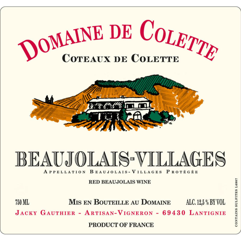 Domaine de Colette Beaujolais Villages 2017 Front Label