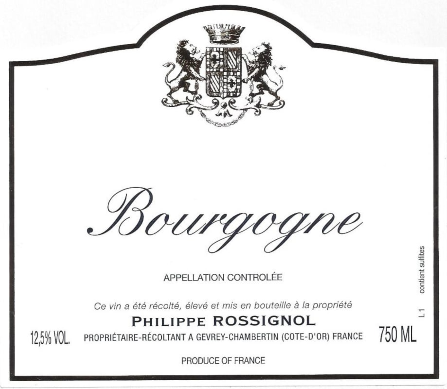 Domaine Philippe Rossignol Bourgogne Rouge 2018 Front Label