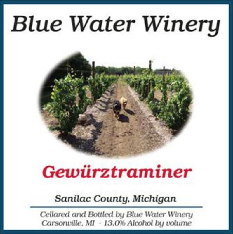 Blue Water Winery and Vineyard Gewurztraminer 2010 Front Label