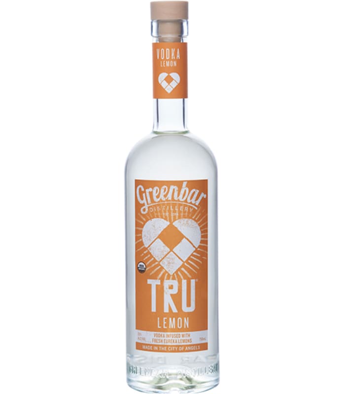 Greenbar TRU Lemon Vodka Front Bottle Shot