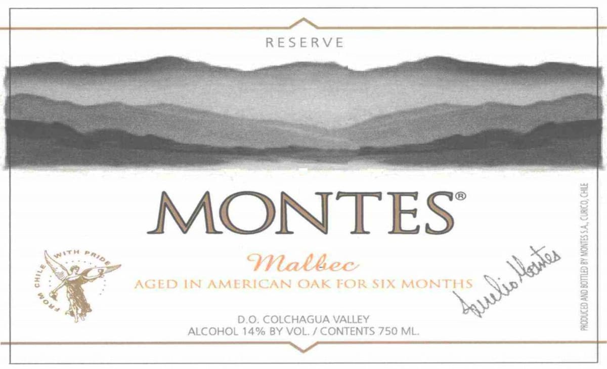 Montes Reserve Malbec 2014 Front Label
