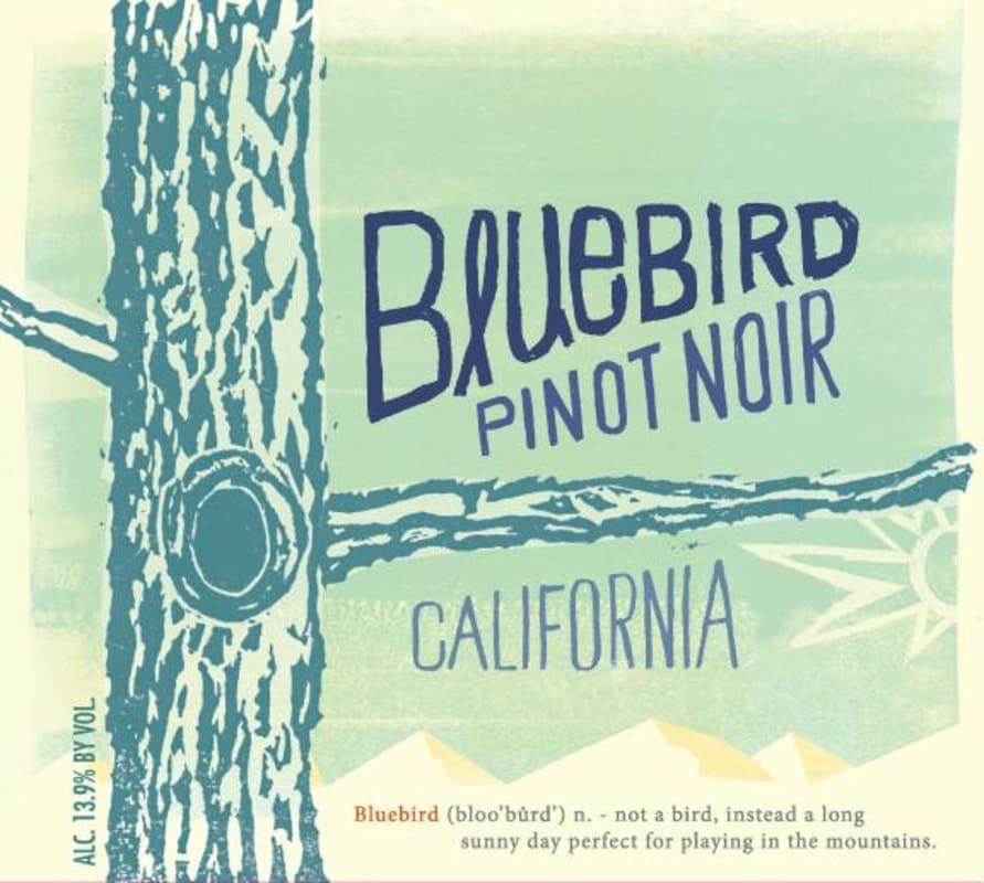 Bluebird Wines Pinot Noir 2014 Front Label