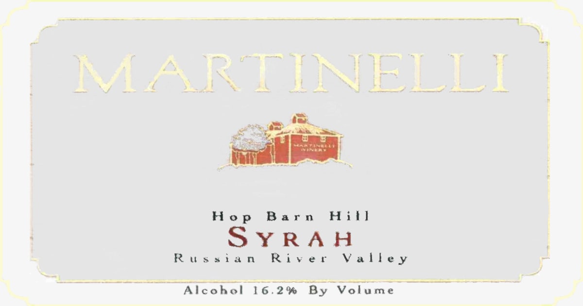 Martinelli Hop Barn Hill Syrah 2008 Front Label