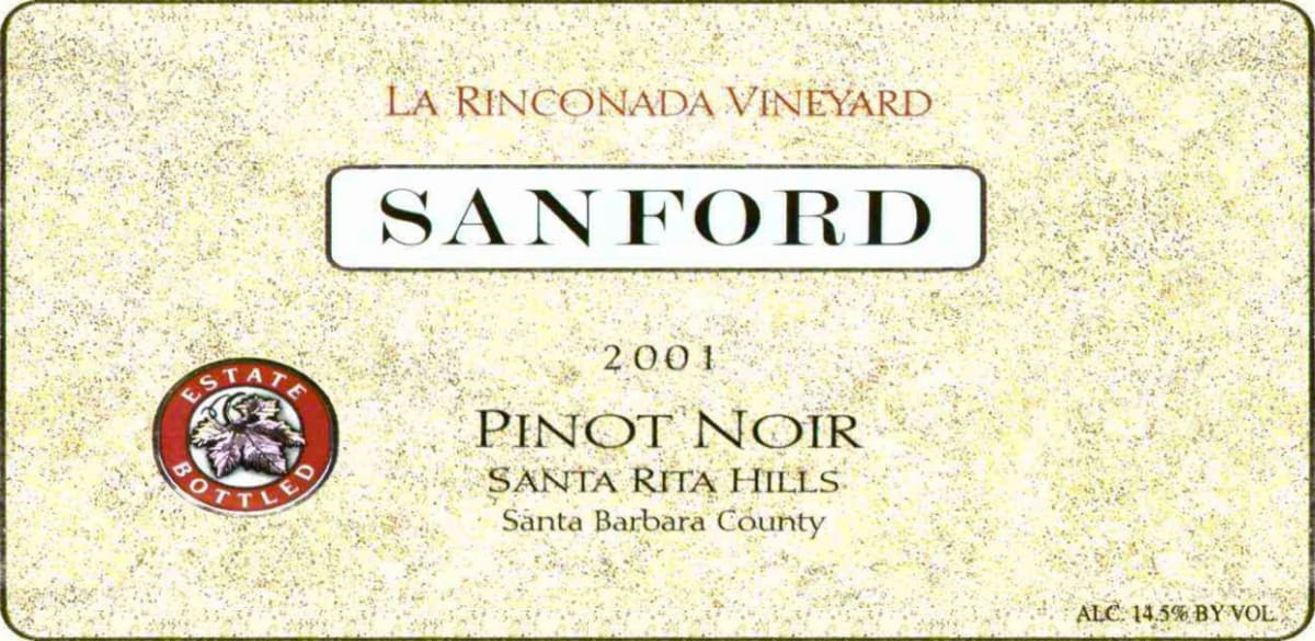 Sanford La Rinconada Pinot Noir 2001 Front Label