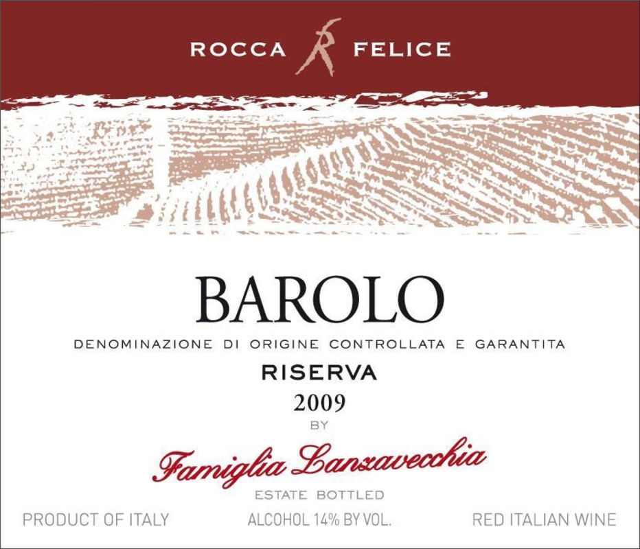 Rocca Felice Barolo Riserva Nebbiolo 2009 Front Label