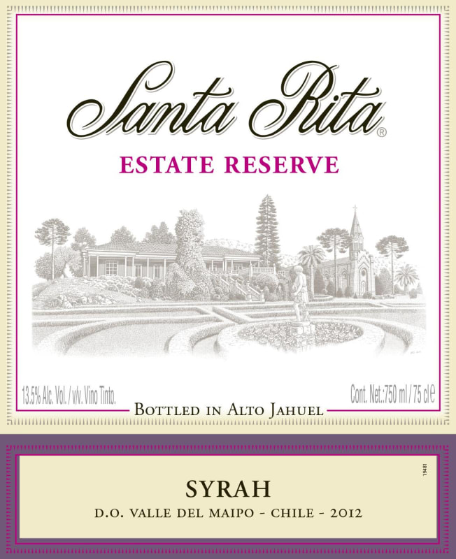 Santa Rita Reserva Syrah 2012 Front Label