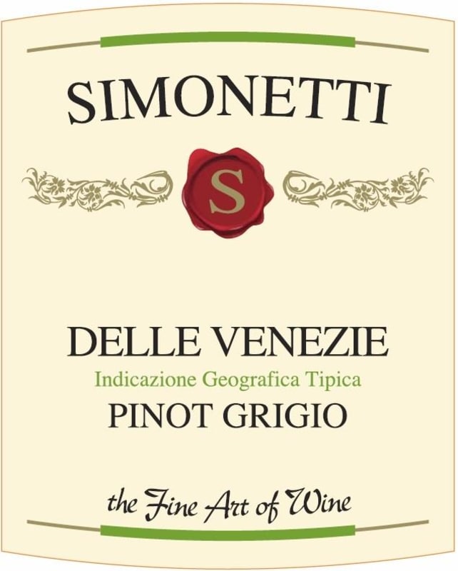 Simonetti Delle Venezie Pinot Grigio 2015 Front Label