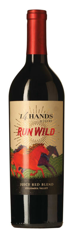 14 Hands Run Wild Juicy Red Blend 2017 Front Bottle Shot