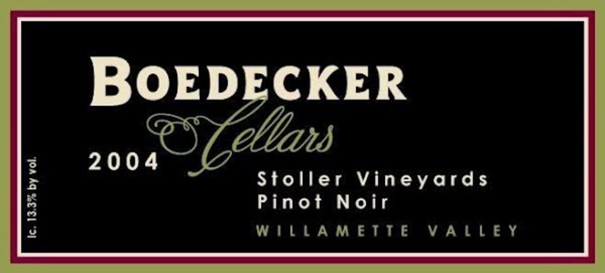 Boedecker Cellars Stoller Vineyard Pinot Noir 2004 Front Label