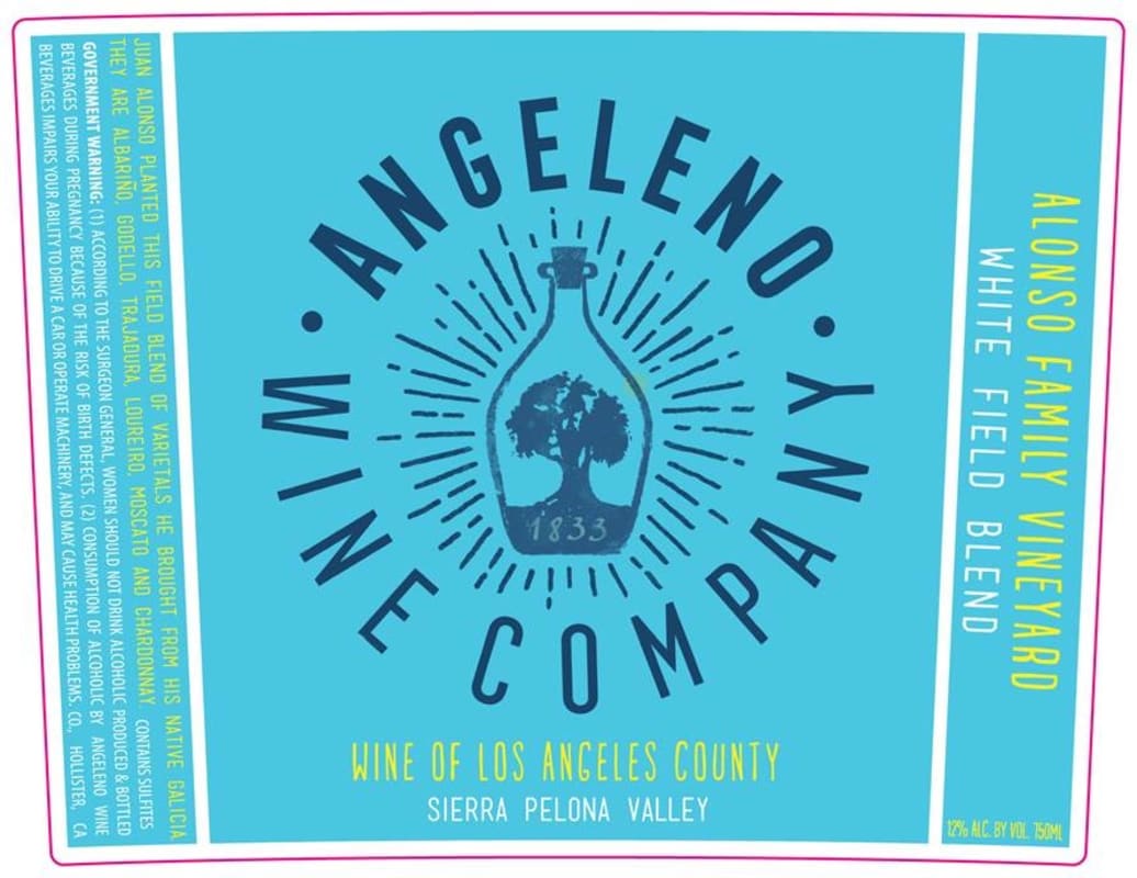 Angeleno Wine Co White Field Blend 2017 Front Label