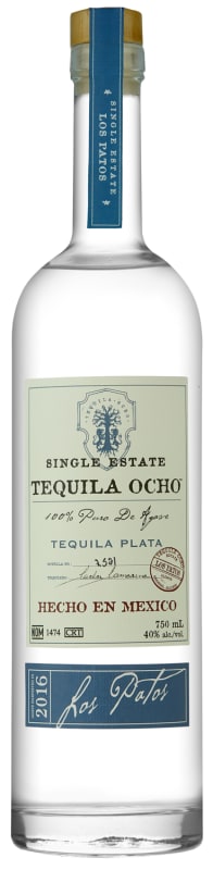 Ocho Los Patos Plata Tequila 2016 Front Bottle Shot