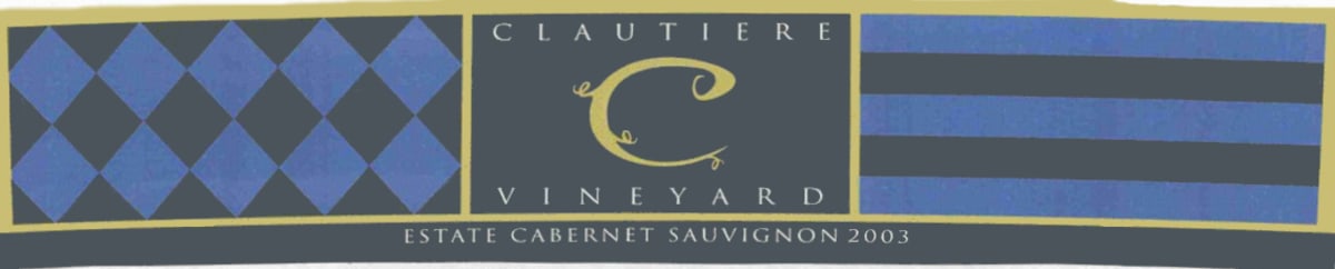 Clautiere Vineyard Estate Cabernet Sauvignon 2003 Front Label