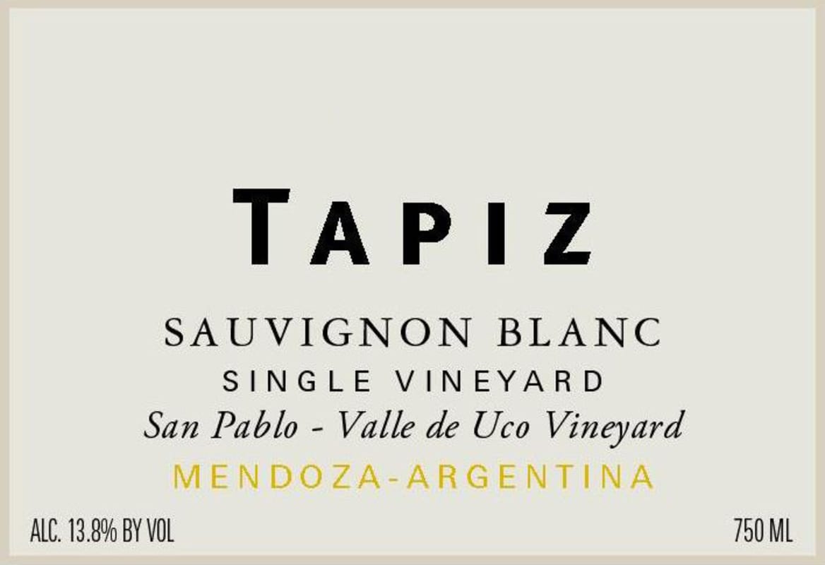 Tapiz Single Vineyard Sauvignon Blanc 2016 Front Label